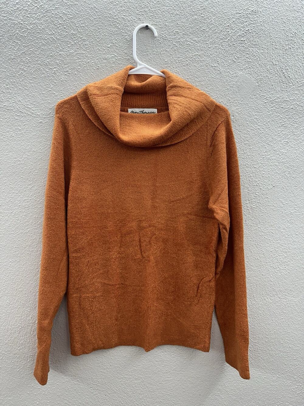 Norm Thompson Womens Sweater Size Large Orange Long Sleeve Turtleneck Super Soft